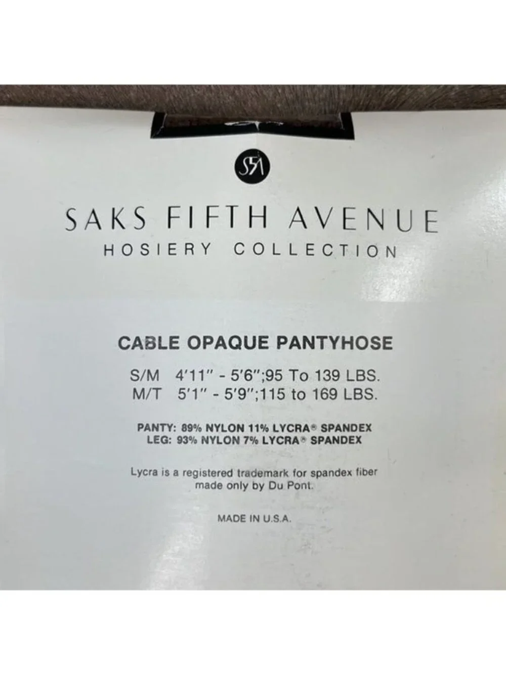 Saks Fifth Ave Cable Opaque Pantyhose
